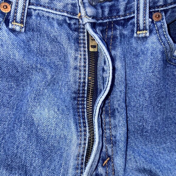 Levi 505 Jeans Mens 36x30 Blue Denim Straight Fit Distressed - Picture 8 of 10